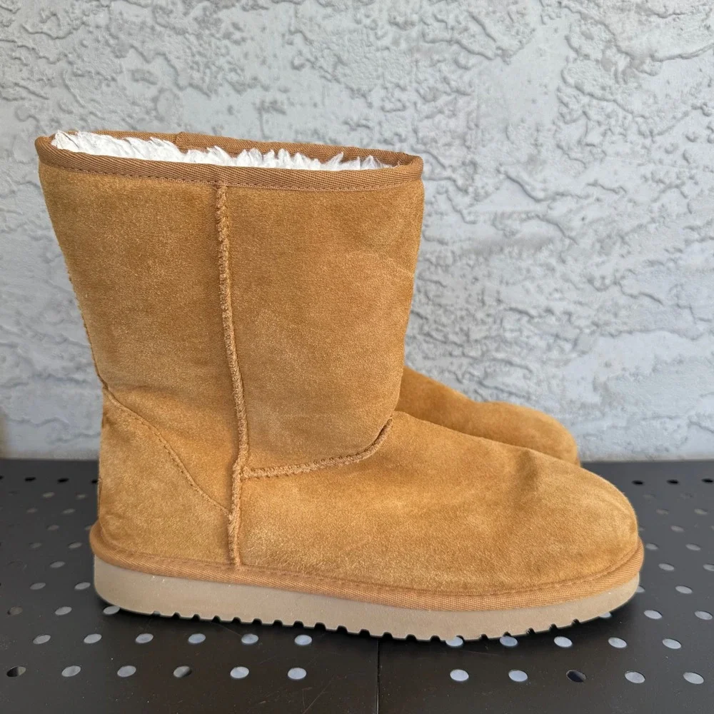 Koolaburra by UGG Koola Short Suede Fur Boots Womens 9 US 40 EU Chestnut Brown